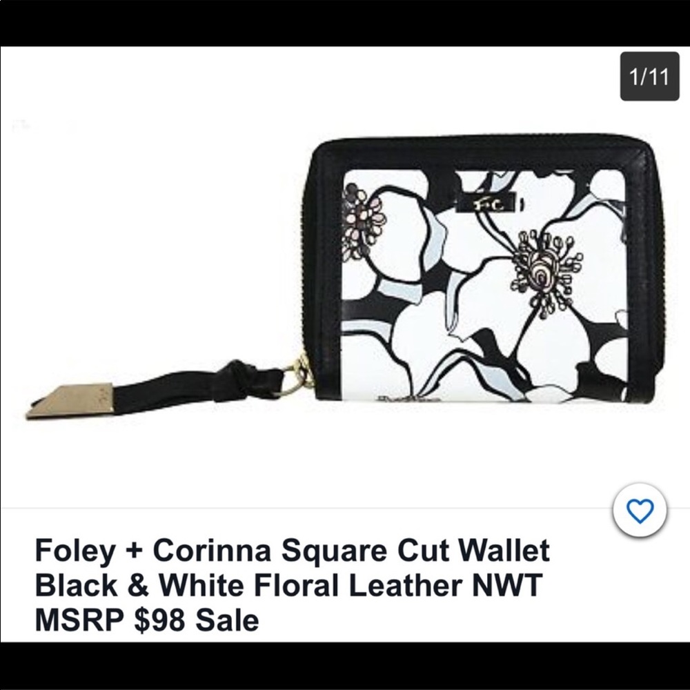 FOLEY AND CORINNA  FLORAL BLACK AND WHITE WALLET